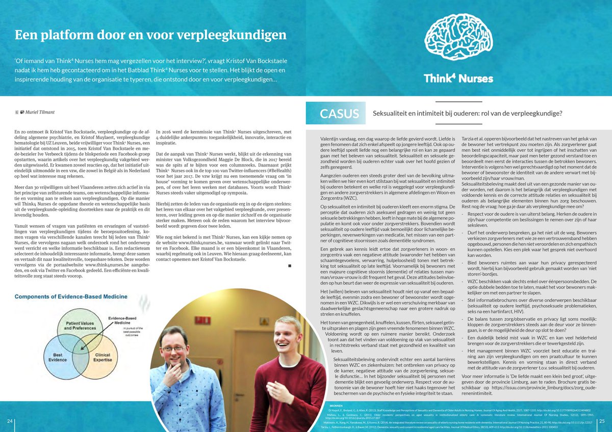Speciale aandacht voor #Think4Nurses bij de Broeders van Liefde in hun personeelsmagazine. #EBN ook een meerwaarde in de Geestelijke gezondheidszorg #GGZ