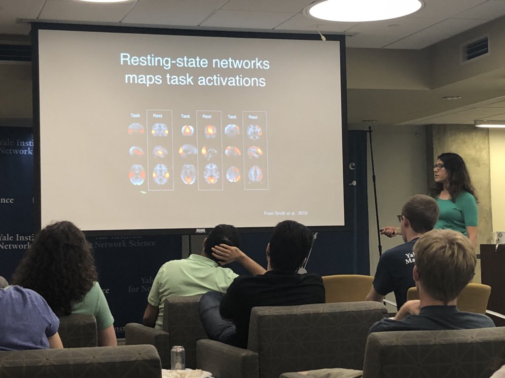 YINSedge's tweet photo. Summer Seminar @YINSedge with @yaleseas PhD candidate @Mehravehs (who leaves us at summers end for @GoogleDeepMind) discussing a #submodular approach to individualized human #brain #parcellation, which enhances prediction of biological/cognitive characteristics. #NetworkScience https://t.co/4Y9wPhE3No