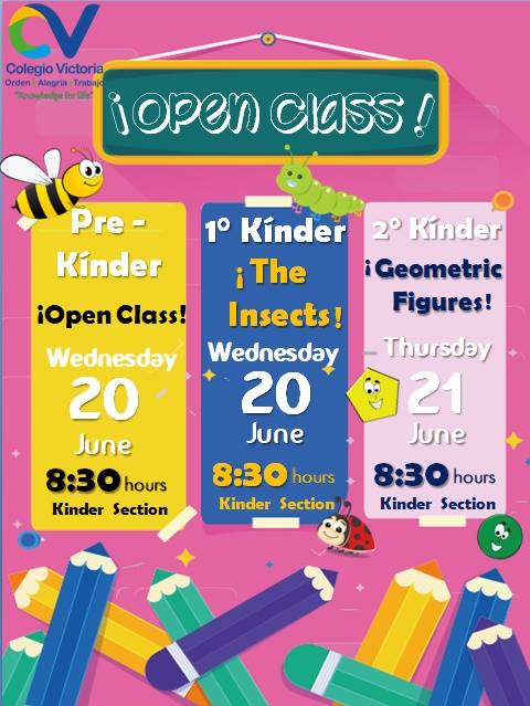 cvictoria_gdl's tweet photo. #OpenClassKinder #TheInsects #GeometricFigures Los invitamos al “Open Class” de Kínder, se llevará a cabo el 20 y 21 de junio, la cita es a las 8:30 am en la sección de preescolar.
¡Apoyemos a nuestros alumnos! ¡Los Esperamos!
#EducaciónEsVictoria #OpenClassKínder https://t.co/XlLAVjfVGg