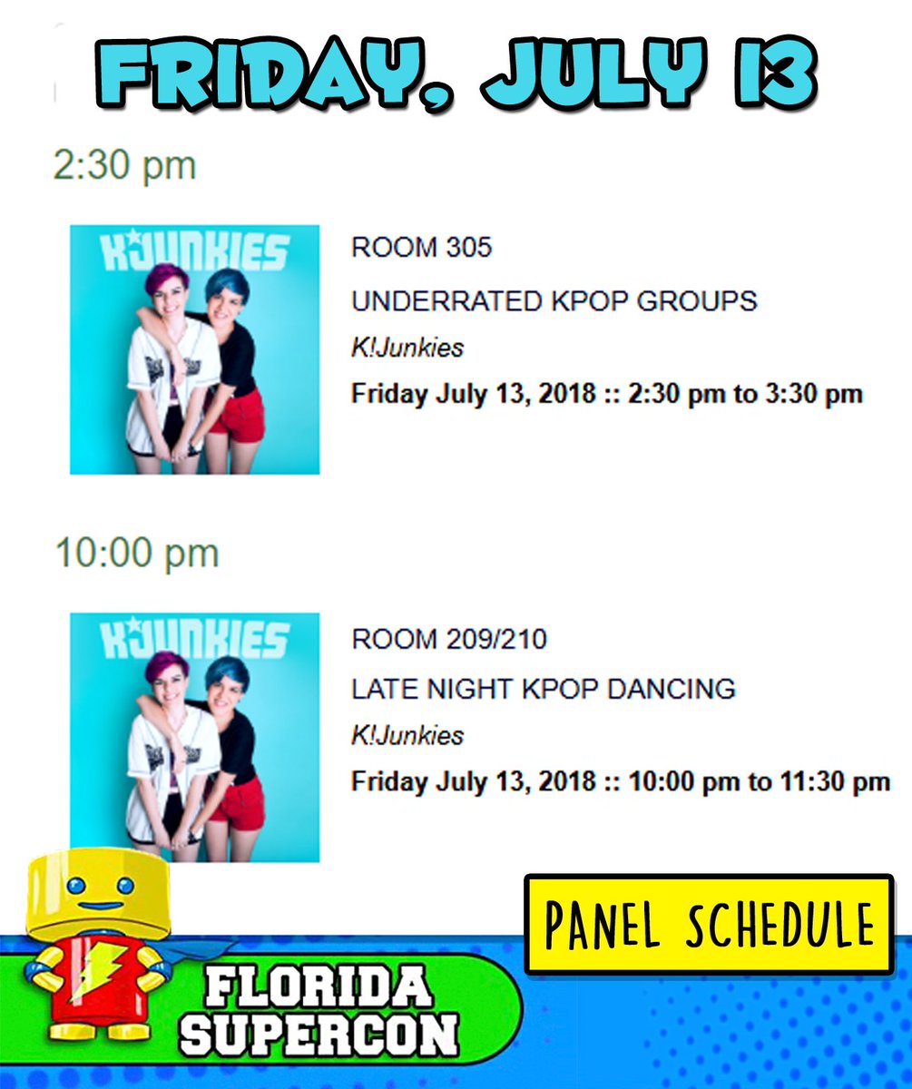 kjamxnda's tweet photo. We will be at @FloridaSupercon hosting KPOP panels! Check out the full schedule here (https://t.co/oMq0EB62ZU). We will also be hosting a KPOP dance workshop as @GPKpop and performing on Sunday! Hope you'll join us! 😘 https://t.co/oXsCbIo773