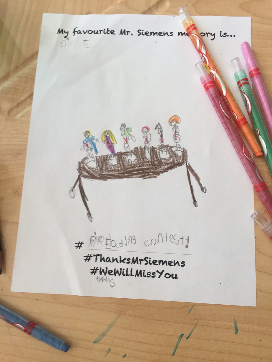 MrRussClass's tweet image. Our favourite Mr. Siemens memory was when he won the #PieEatingContest . #ThanksMrSiemens @ryanssiemens @PrairieWaters #rvsed