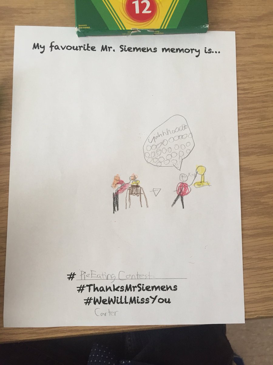 MrRussClass's tweet image. Our favourite Mr. Siemens memory was when he won the #PieEatingContest . #ThanksMrSiemens @ryanssiemens @PrairieWaters #rvsed