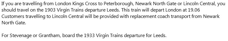 LNER's tweet photo. #VTECUpdate The 19:06 #KingsCross to #Lincoln will be cancelled due to a points failure. For onward travel information, please see below: https://t.co/niMdvWUl96