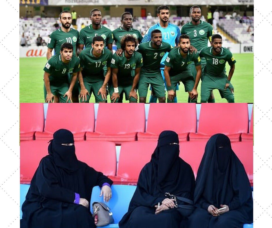 #BreakingNews Saudi women allowed to watch football. 
In other News- Saudi men got so excited they forgot to play. 
#LadkiMatDekh #FifaFun #JFL #URUSAU #URUKSA #FIFA2018 #Fifa #indiagift