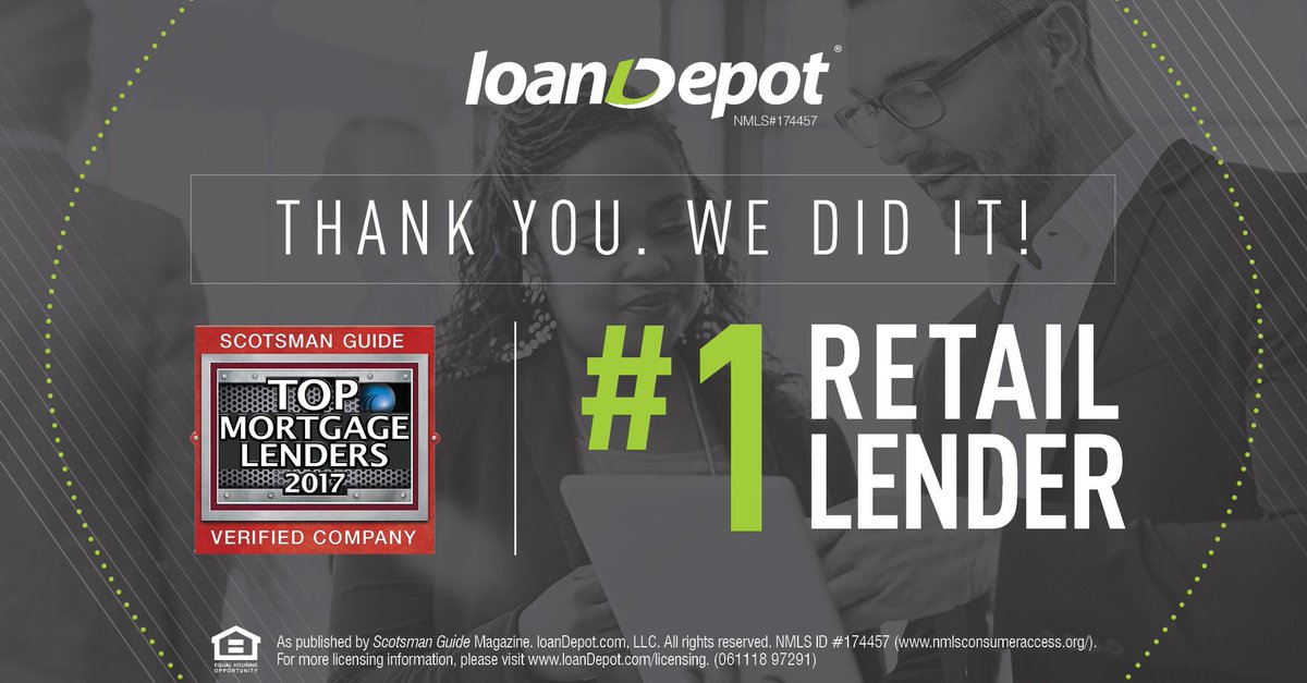 MikeGambatese1's tweet photo. I am excited to announce that loanDepot claimed the top spot on Scotsman Guide’s list of #TopMortgageLenders. Thanks to our clients, partners and dedicated #TeamloanDepot employees that made this possible! Check out the full list here: https://t.co/WMBF04Y9gd #loanDepot #mmca https://t.co/R0oE8AJvu0