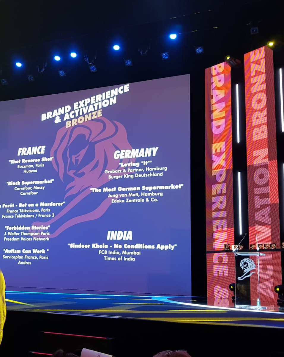 FcbUlka's tweet image. First, it won as an idea, then millions of hearts &amp;amp; accolades and now, it won a Lion too!

#NoConditionsApply- Sindoor Khela, for @timesofindia wins a Bronze in the Brand Experience &amp;amp; Activation category at @Cannes_Lions 

Real work. Never Finished. Being Brave #FCBIndia