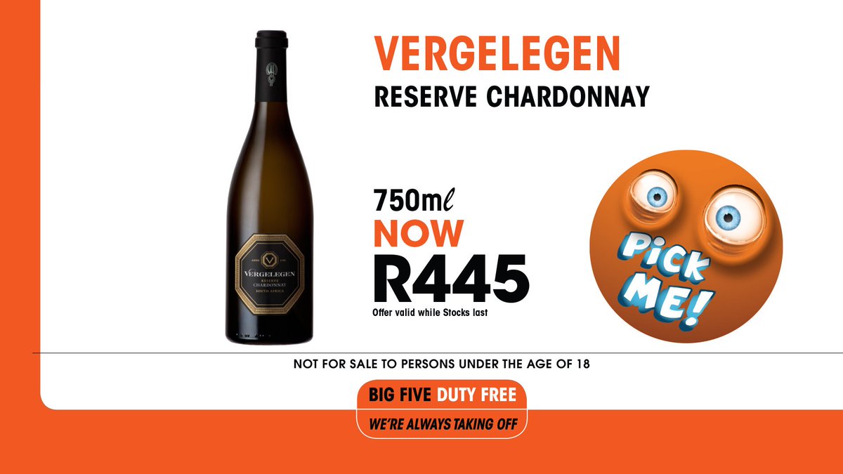 BigFiveDutyFree's tweet photo. Revel in the alluring aromas of #Vergelegen #Reserve #Chardonnay #junepromotion #travel #shoptheairport #dutyfree #southafrica #ortambo #capetownint #kingshakaint #doyoutravel #travelwithbfdf #airportshopping #bigfivedutyfree #bfdf #alwaystakingoff https://t.co/GfuRMF43Yv