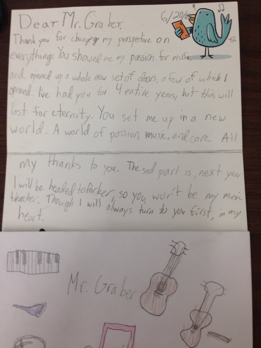 I am so ready for this school year to end, but this was a nice note to get from a 4th grader today. #musiced