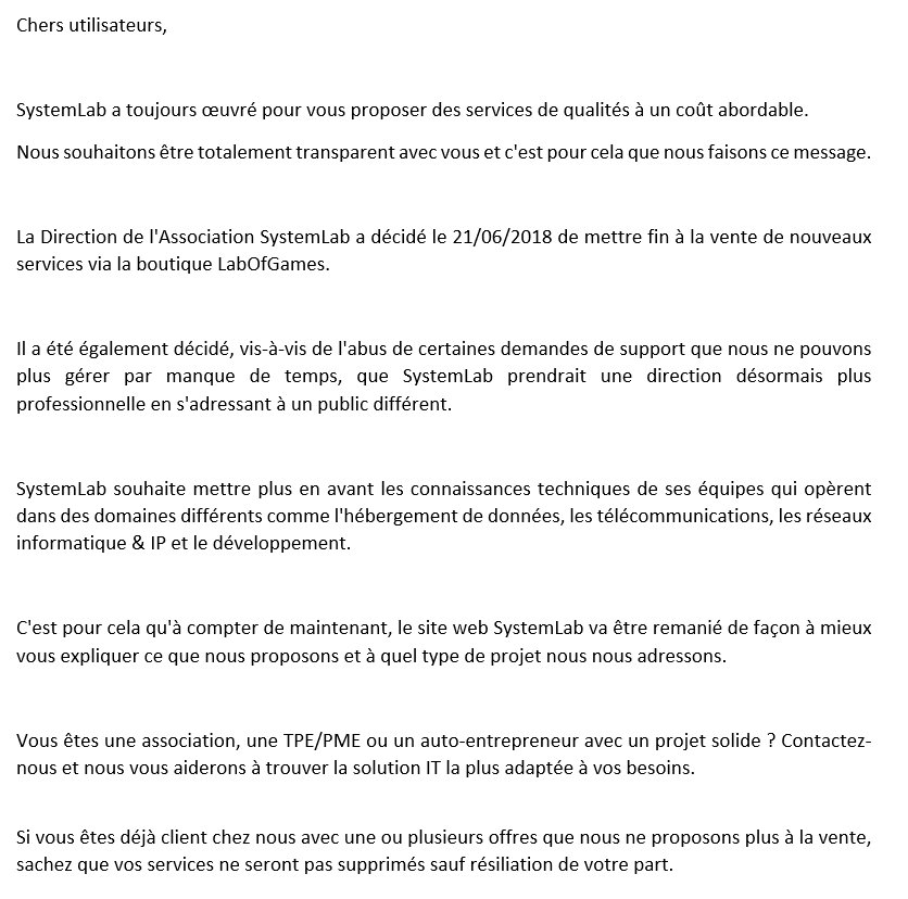 SystemLabFR's tweet image. Information - Juin 2018