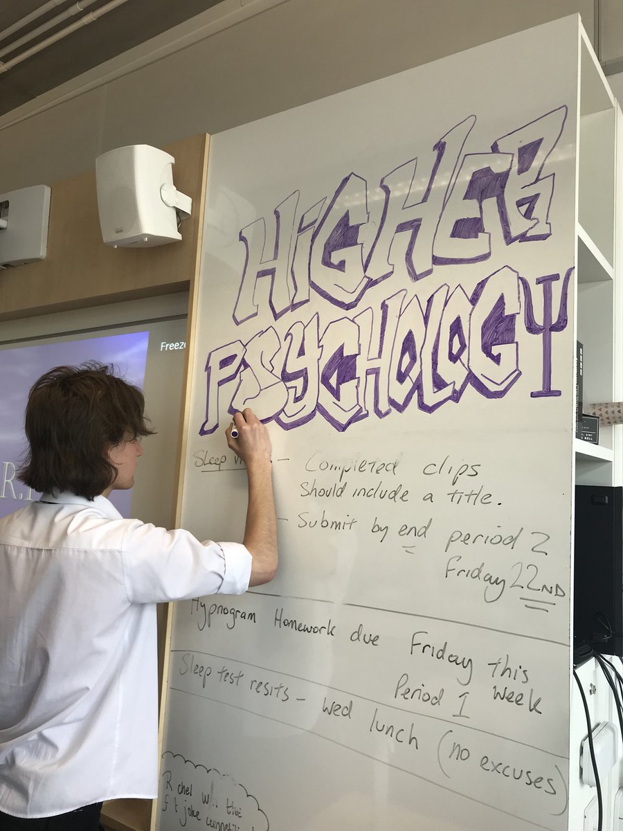 foracadpsych's tweet photo. Zak kindly completing the signage for this year’s Higher Psychology board #loudletters https://t.co/cgaaRofar3