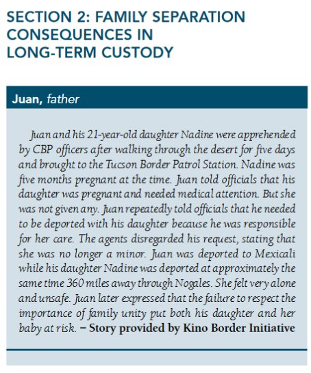 16/x Parents and children were separated and deported to different locations!There is absolutely no justification for this is cruel and inhuman practice.A father and his pregnant daughter are deported to places 360 miles apart.