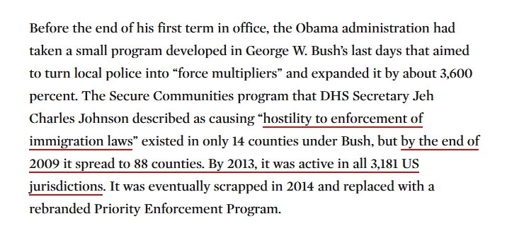 20/x Both the imprisonment of immigrants and deportations skyrocket under Obama.Obama didn't just continue Bush's policies here, he expanded them exponentially. https://www.thenation.com/article/the-deportation-machine-obama-built-for-president-trump/