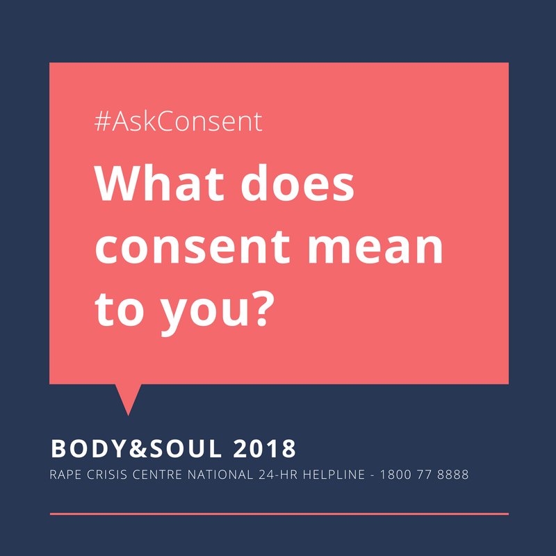 Festival peeps pop in to our Consent Tent at <a href="/BodyandSoulIrl/">Body&Soul</a> where we plan to provide a Safe Space to relax &amp; take some time away from the busier festival activities. Let's have some chats about consent &amp; what it means to you. We're here all weekend #bodysoul18