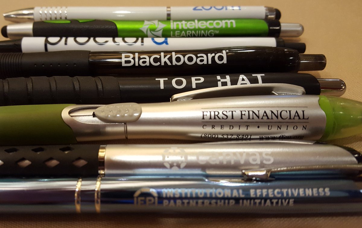 pamela_bimbi's tweet photo. Thanks to all the exhibitors! (They didn't all have pens, so this is just a representative sample.) :D #cccotc18 https://t.co/Jz9CUCzBPd