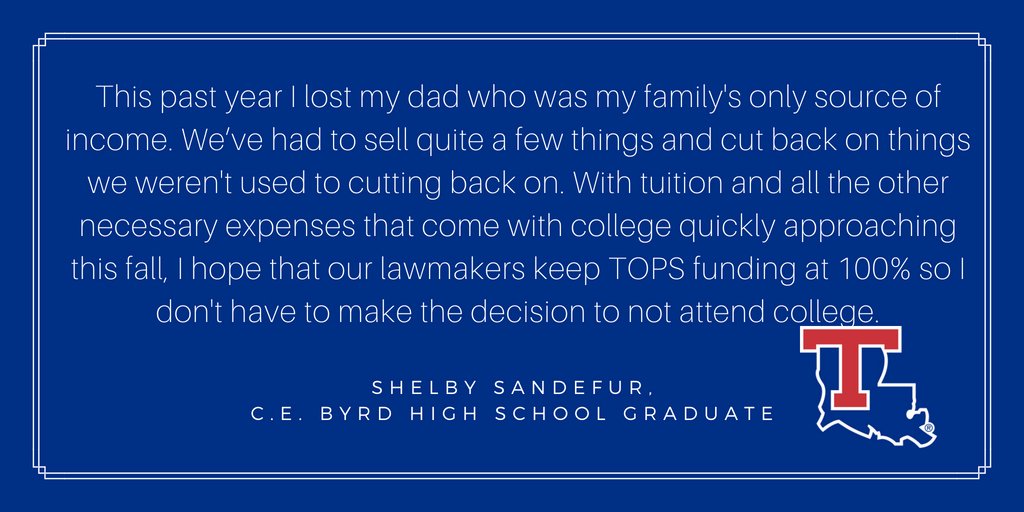 LATech's tweet photo. #LATech #lalege #lagov #saveTOPS #TOPSMoms #PrioritizeHigherEd #HigherEd #education #louisiana #college #university #scholarship #TOPS https://t.co/4bh4dRqlkz