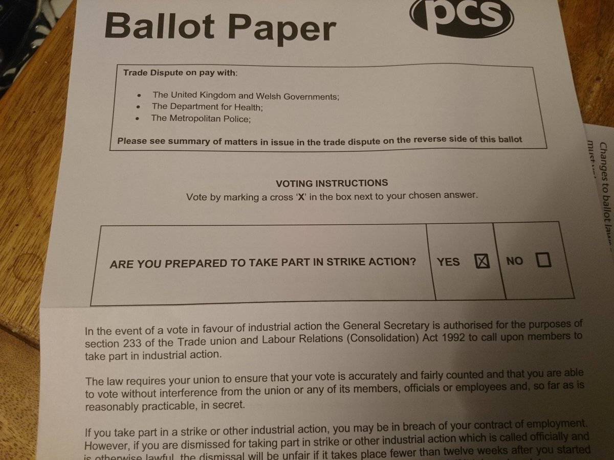 Here's my @pcs_union ballot paper. It's not in the post yet. Remind me. Remind each other. Remind yourself. #PCSVoteYes #SmashTheThreshold #PCSPay2018..