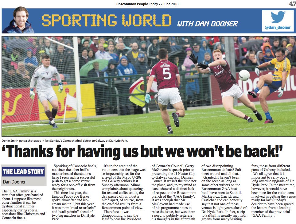 A little piece I wrote on last Sunday's Connacht Final. Well done to all at @RoscommonGAA @clubrossie and all volunteers. Your hard work is appreciated. #weareros