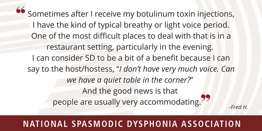 dysphonia_intl's tweet photo. What positive interactions have you experienced with #spasmodicdysphonia? https://t.co/sTUFEmeAur #WednesdayWisdom #VocalDisorder #Voice https://t.co/HoR0uxKLrA
