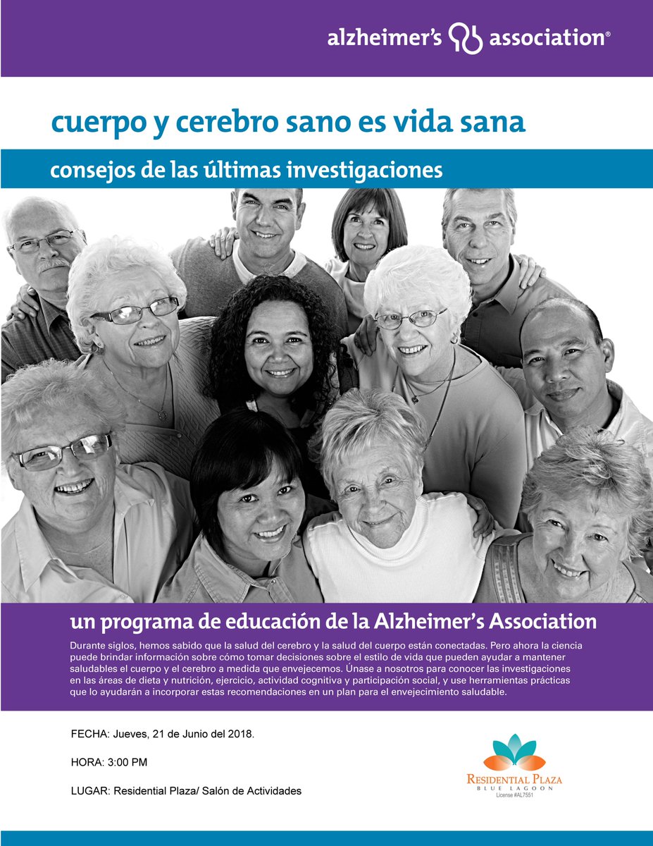 No te pierdas mañana la charla: Cuerpo y Cerebro Sano es Vida Sana. Acompáñanos a las 3:00 PM en Residential Plaza.
#ResidentialPlaza #CommunityEducation #ElderlyServices