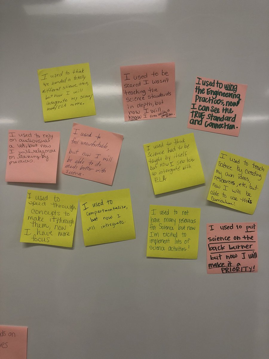 teach_with_bono's tweet photo. “I used to...but now I...” round one of New TN Science standards training is a wrap! The first group of first grade teachers is ready to go and we are so excited for them! #scschat #TNScience #TNStandards https://t.co/cI9BXZc7CH