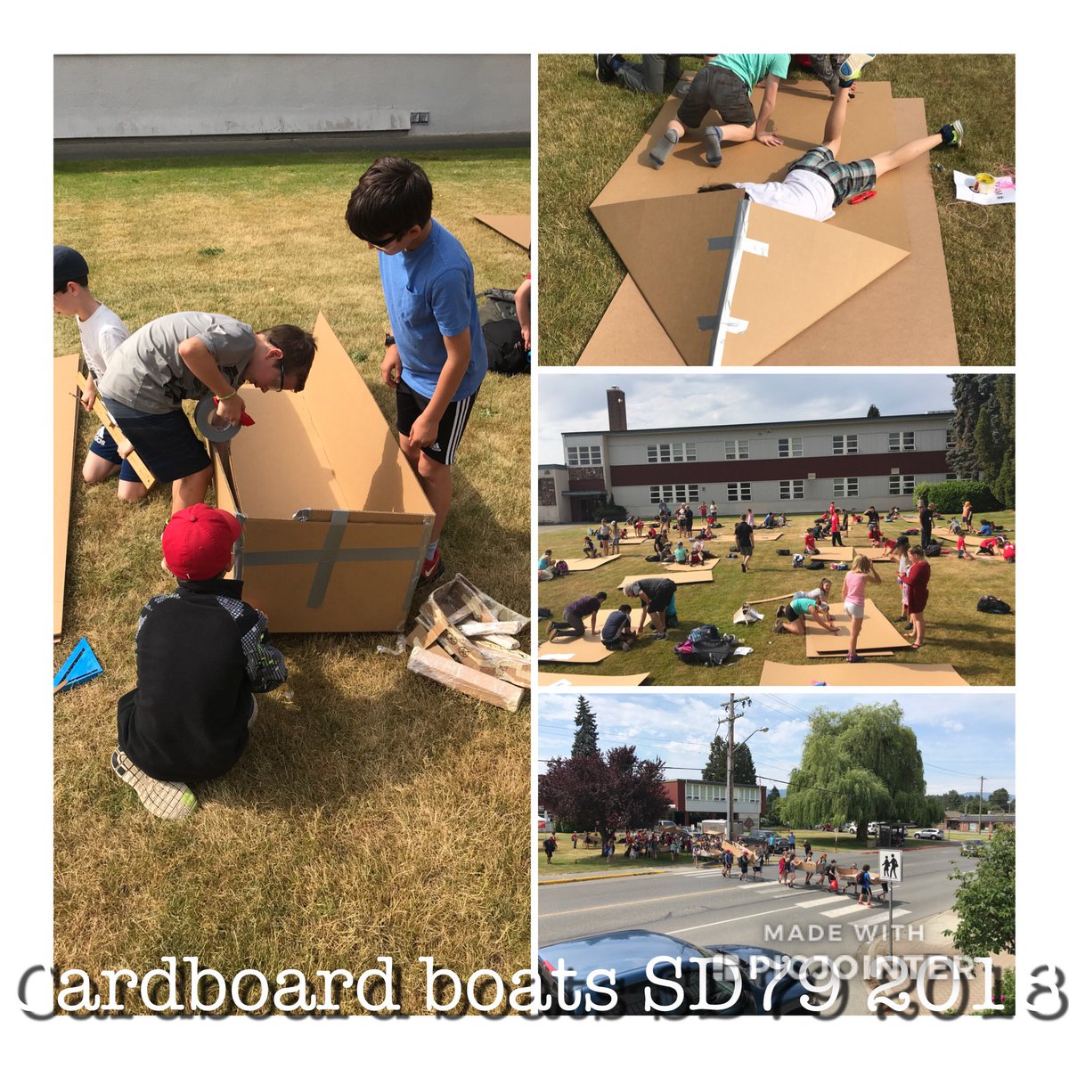 RRyangough's tweet image. Designing, making and testing!  ADST! Woot!  What a awesome day making cardboard boats and then testing/racing them in the pool with grade 5s.  #sd79learn @larry_mattin @RonGlass247 @CESBC_CA @ita_youth
