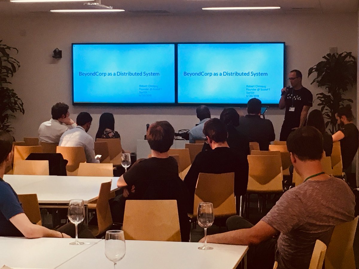 maemaerox's tweet image. We’re up! @robert_chiniquy, one of the founders at my company @ScaleFT is rounding out a great lineup of speakers @Square talking about all things #BeyondCorp / #ZeroTrust tonight. So exciting! #TransformIT