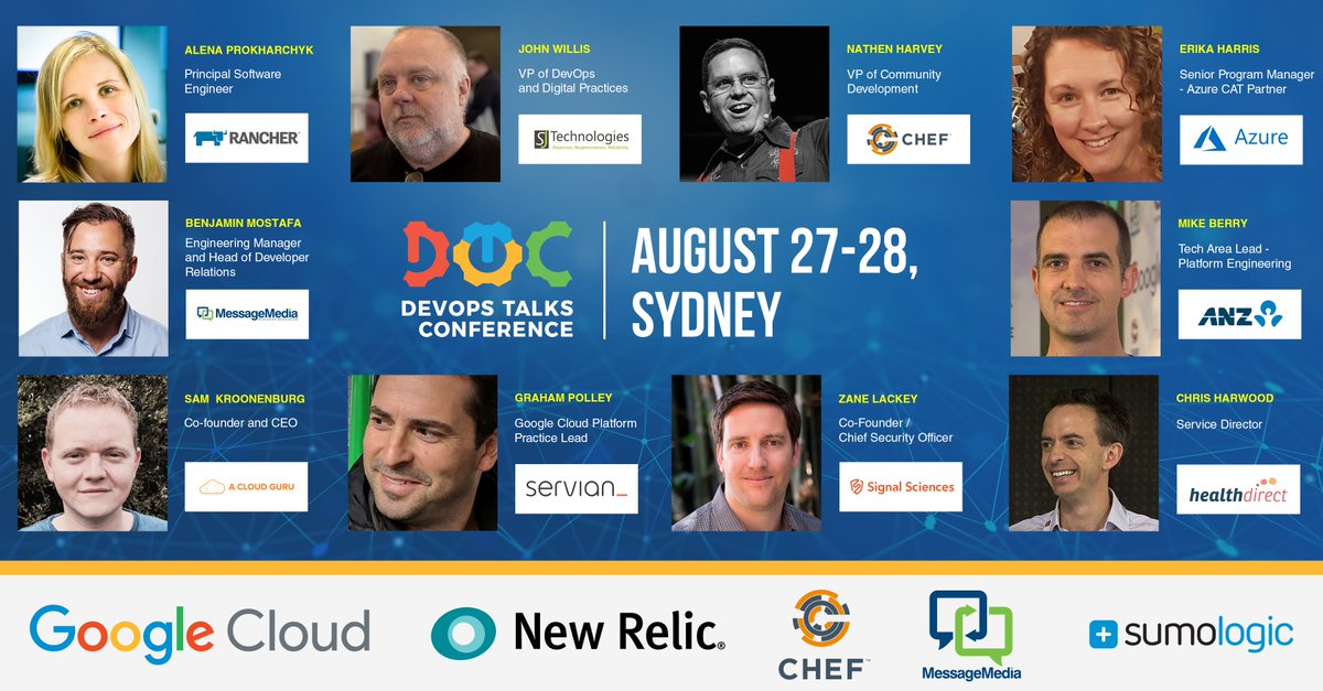 DevOpsTalks's tweet photo. #DevOps Talks #Conference #Sydney (https://t.co/Sfr1n2XvGZ), we are going to talk about #Cloud, #Kubernetes, #DigitalTransformation, #Automation, #GCP, #Chef, #newrelic #sumologic #DevSecOps and #Serverless. Get your ticket today and don't miss one of the top DevOps conferences. https://t.co/B0vajJR6Ub