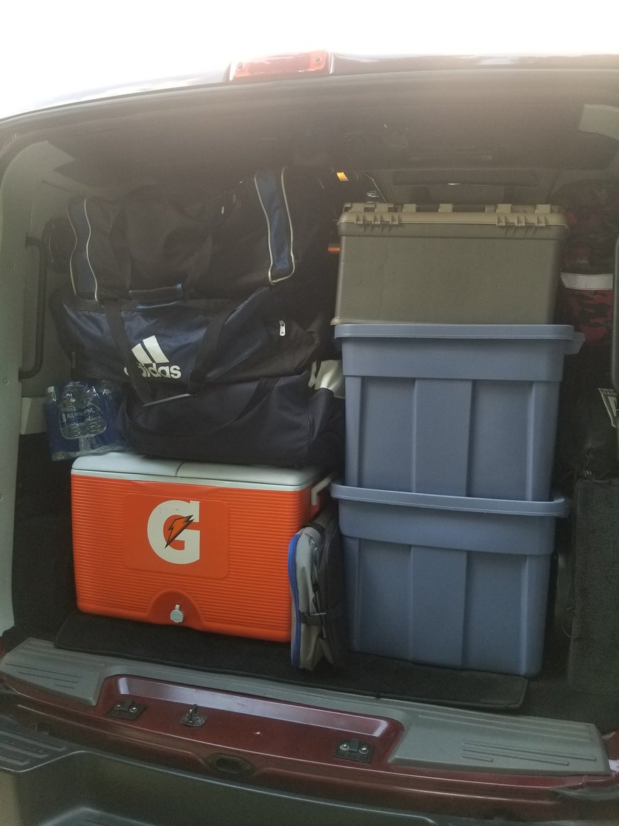 Chris_Pozzuto's tweet photo. Packing the #PimpVan for #CanadaInvasion2018. @EricHorstman11 and I are packing masters....no thnx to @rickleach1973 @TurneyScott @BrianDonley7 Matt Coy w/ no handle #PackedFull https://t.co/VMqVU9mSw1