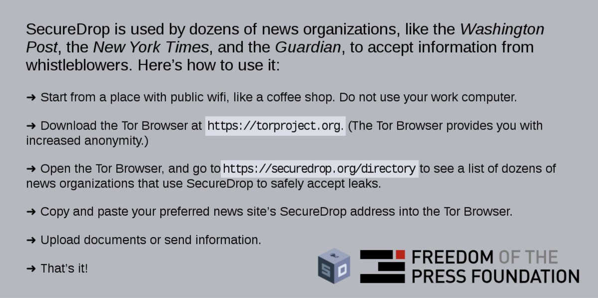 Are you someone who works at ICE and still has a conscience? Here's how to contact dozens of news organizations using <a href="/SecureDrop/">SecureDrop</a>. Audio, video, and documents all accepted.