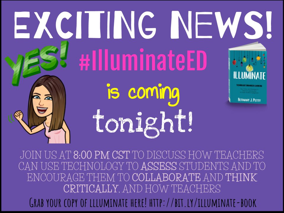 Bethany_Petty's tweet photo. Join us in LESS THAN AN HOUR for #IlluminateED! We're talking about collaboration, critical thinking, and assessment with technology, and we'd love to have you! #coresemo #edchat #moedchat #edtechteam https://t.co/1HOVy350gs