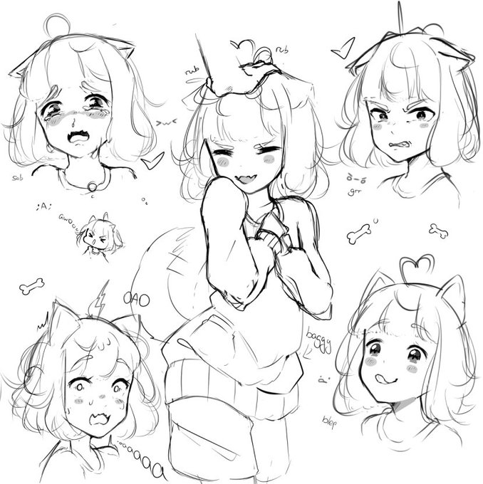 doodled some expressions! 
&amp; a doggo girl
always protecc the doggo girl. 