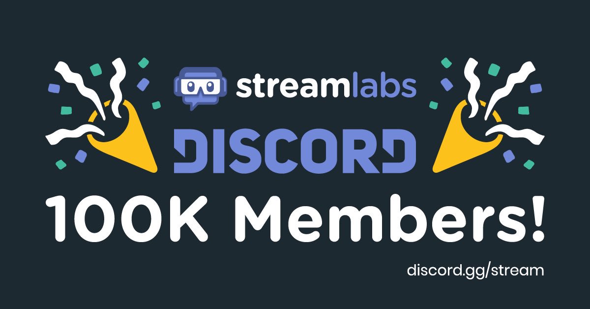 streamlabs's tweet image. We&apos;ve officially hit 100,000 users on our Discord. Thanks for the love, we look forward to providing the community with our legendary support.