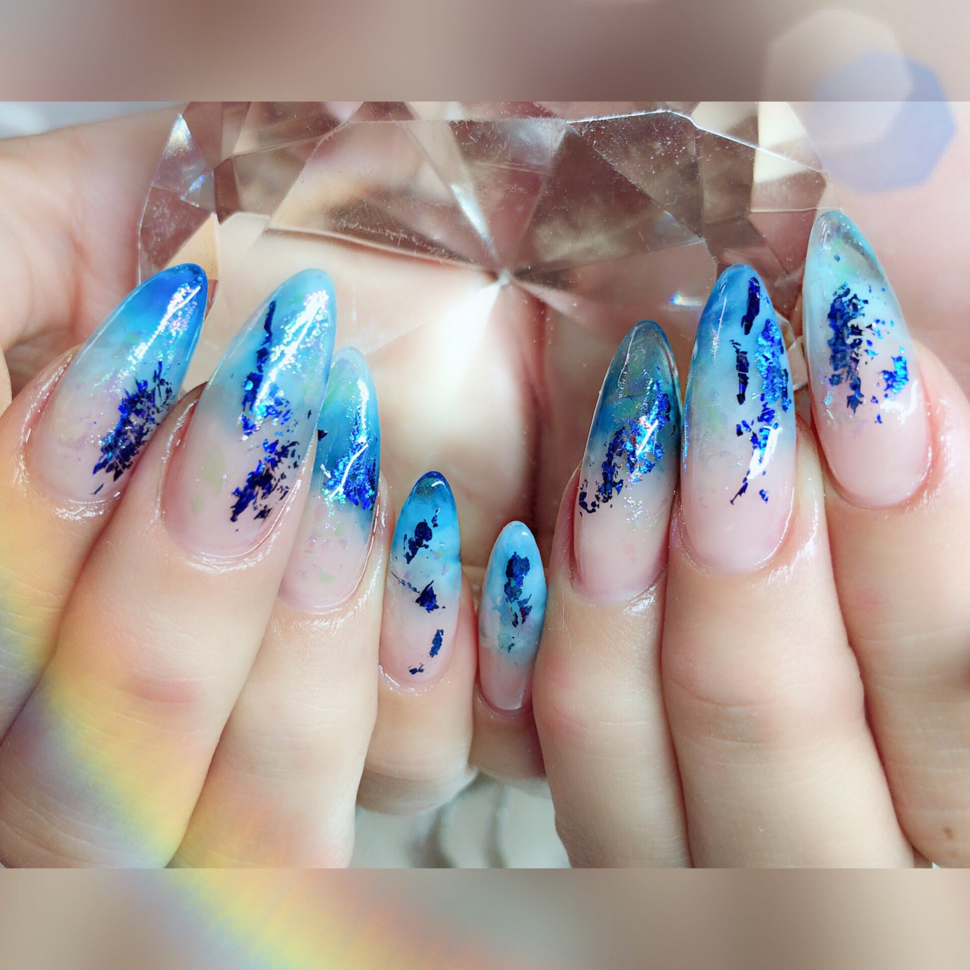 Coco お客様nail Blue 透明感 Nail Cool Gel Gelnail Nails Nailart Naildesign Fashion Beautiful Blue Gelnails White Summer ジェルネイル スカルプ ネイル ネイルデザイン オシャレ ネイルアート 可愛い