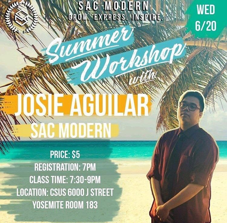 SacModern's tweet photo. TODAY!!! come vibe with us and learn some moves from Josie Aguilar !!! You won't regret it 😎 #smwednesdayworkshop #boomboom https://t.co/Mio0AtEiGe