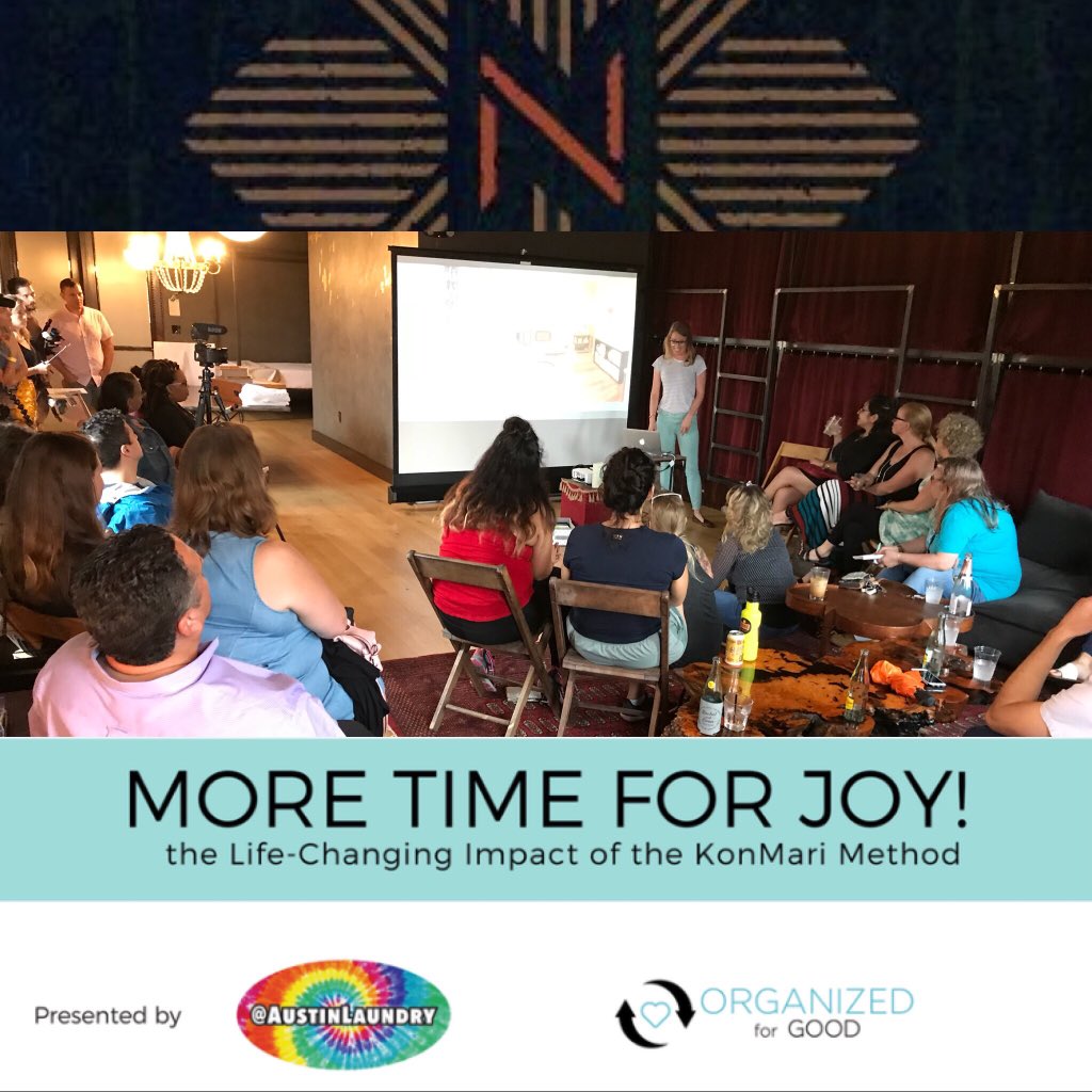 Last night’s event was a success! 
The Life-Changing Impact of the KonMari Method, a workshop presented #OrganizedForGoodATX and @AustinLaundry at <a href="/NativeHostels/">Native Hostels</a> .