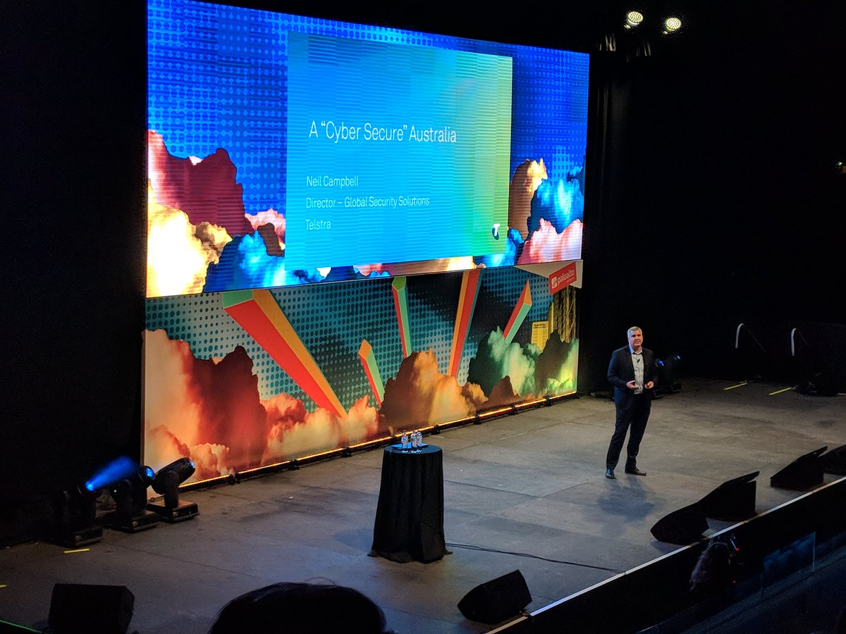 Jay_Heywood's tweet photo. The telco role in securing a nation, at the Palo Alto Cybersecurity Summit in Melbourne #cssaus https://t.co/kLrT92mXYB