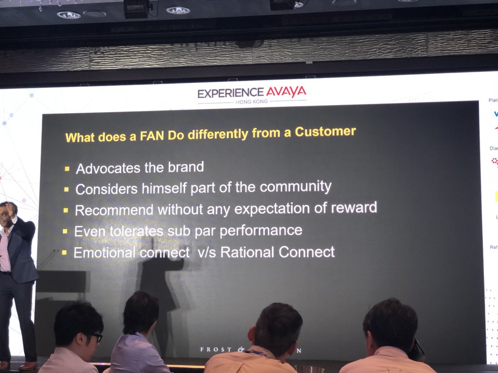 What does #fan do differently from #customer #advocates #CommunityEngagement #emotionalconnect. #ExperienceAvaya #hk @AvayaAPAC