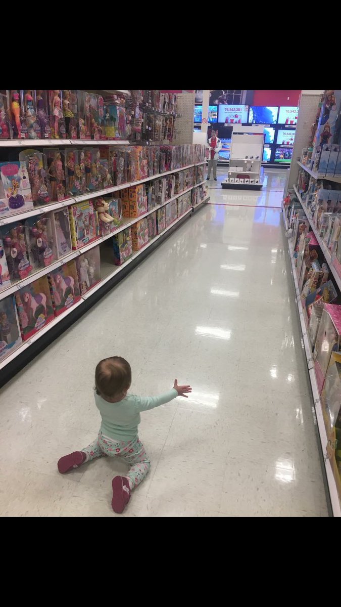 jzfletcher's tweet photo. My 16 month year old daughter just saw the Barbie Doll aisle for the first time!! https://t.co/pOK0xpJ9nw