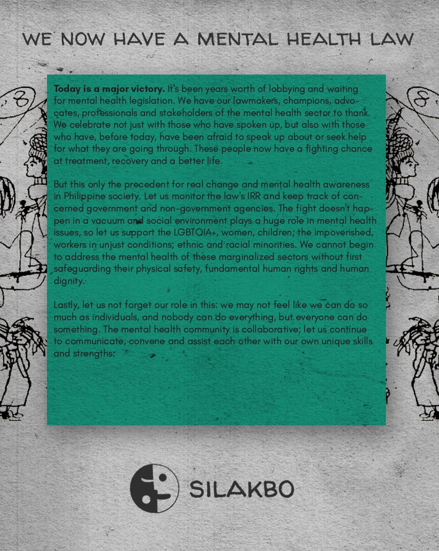 SilakboPH's tweet image. We finally have a Mental Health Law! #MoveForMH 💚💚💚