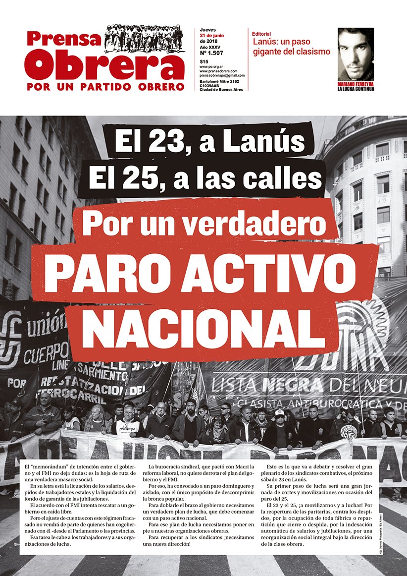 prensaobrera's tweet photo. El 23, a Lanús. El 25, a las calles POR UN VERDADERO PARO ACTIVO NACIONAL
Salió Prensa Obrera impresa #1507 https://t.co/1rZ0NKpXJP https://t.co/VBli3WzrVC