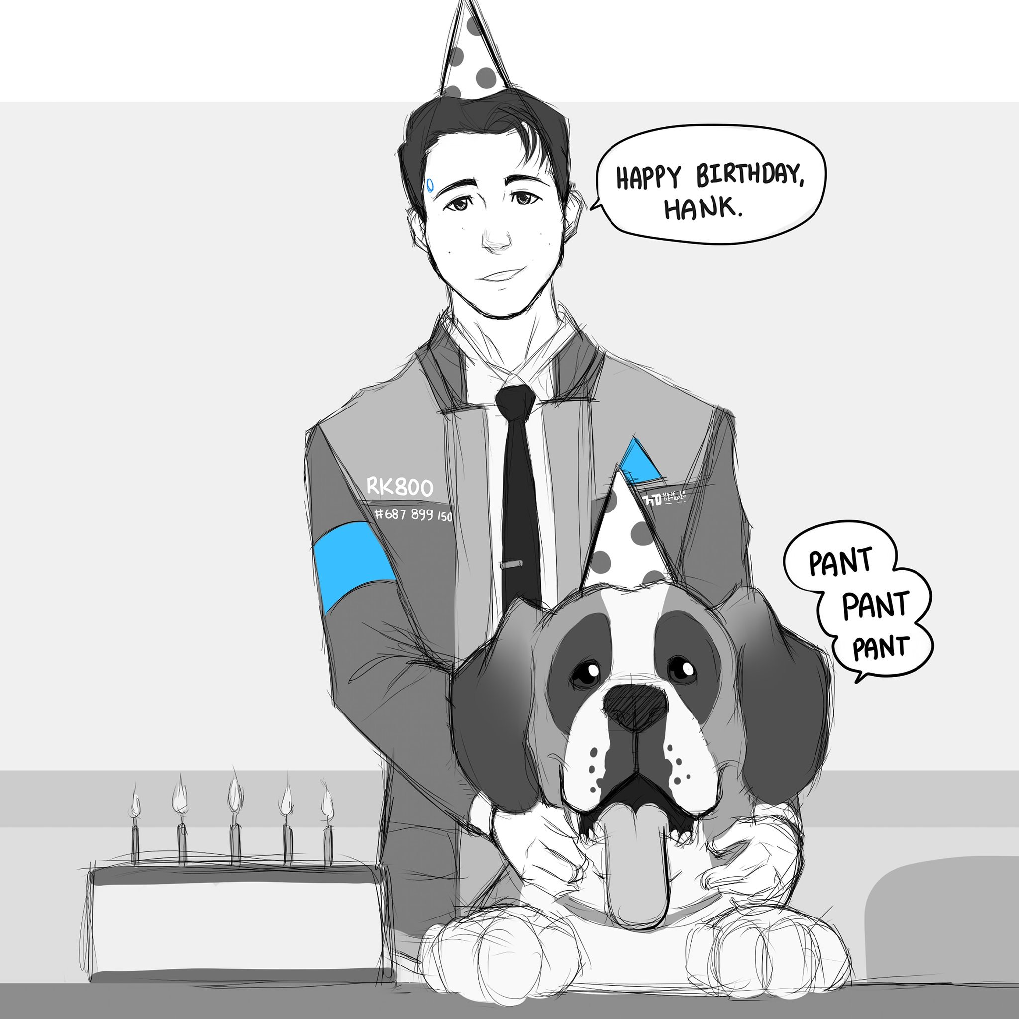 Alex Miller on X: Behold, my #detroitbecomehuman masterpiece, #connor and # sumo in party hats for today's #doodleoftheday 😂 You can read the full  short comic on my #tumblr @smudgeandfrank #dbhconnor #dbhsumo #dbh #