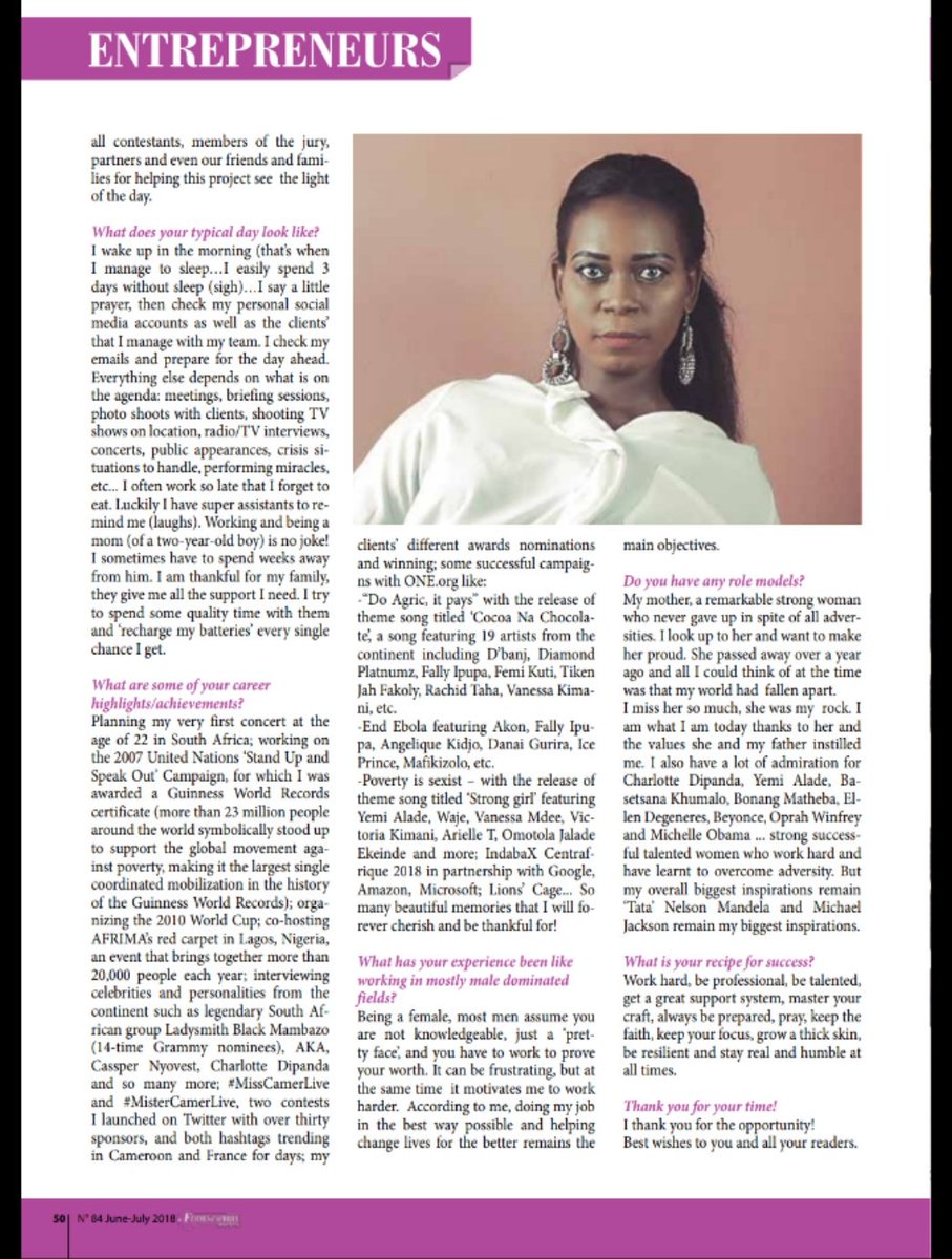 ElleAhanda's tweet photo. So thankful for being in the June and July issues of Femmes d'Afrique Magazine! Go grab your copies!!! 🙌🏽👑💫🙏🏽
#WontHeDoit https://t.co/89Zxr8HK6z
