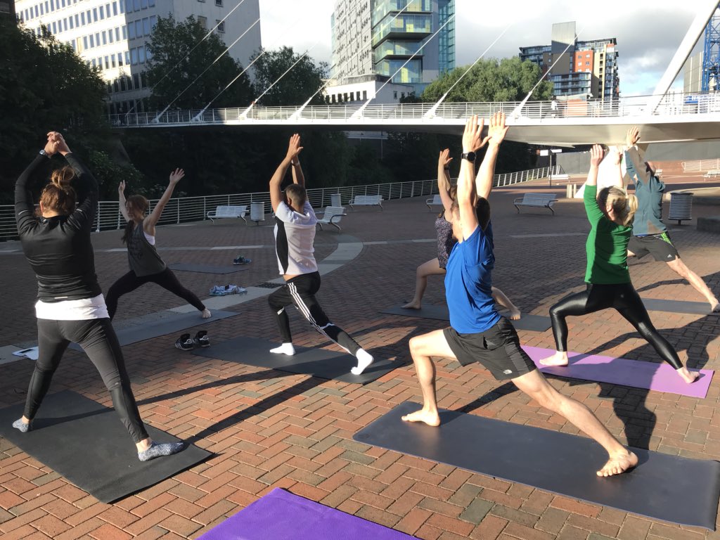 Lovely morning yoga session with @lianneyoga. Lots of Sun Salutations for the #SummerSolstice & #WorldYogaDay2018! 

Keep an eye on Facebook for future sessions. 

#LowryLife