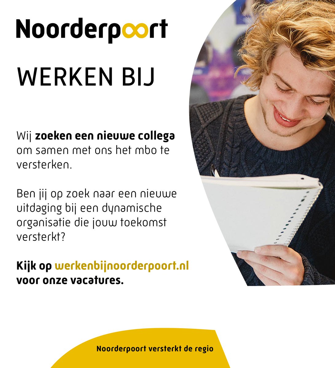 Wil jij werken in een dynamische omgeving waar passie en vakmanschap voorop staat? Wij zijn op zoek naar een docent Vitaal Burgerschap: noorderpoort.nl/werken-bij/ove… #mbo #vacature #docent #burgerschap #Noorderpoort