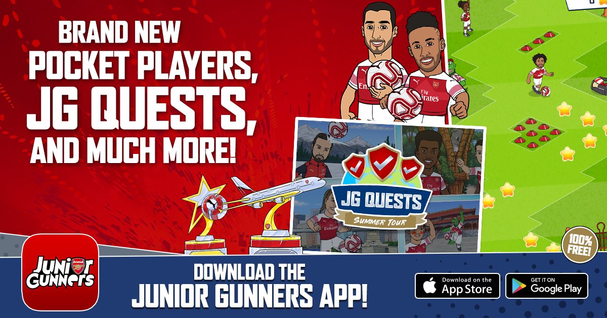 JuniorGunners's tweet photo. We've launched the summer version of the Junior Gunners app 😎

We've added summer accessories, new trophies, and TWO new games 😆Find out more here 👉 https://t.co/QfObiEehRW 

Download the latest version from your app store today - it's completely free! #JGapp https://t.co/q9Pc5vuYgs