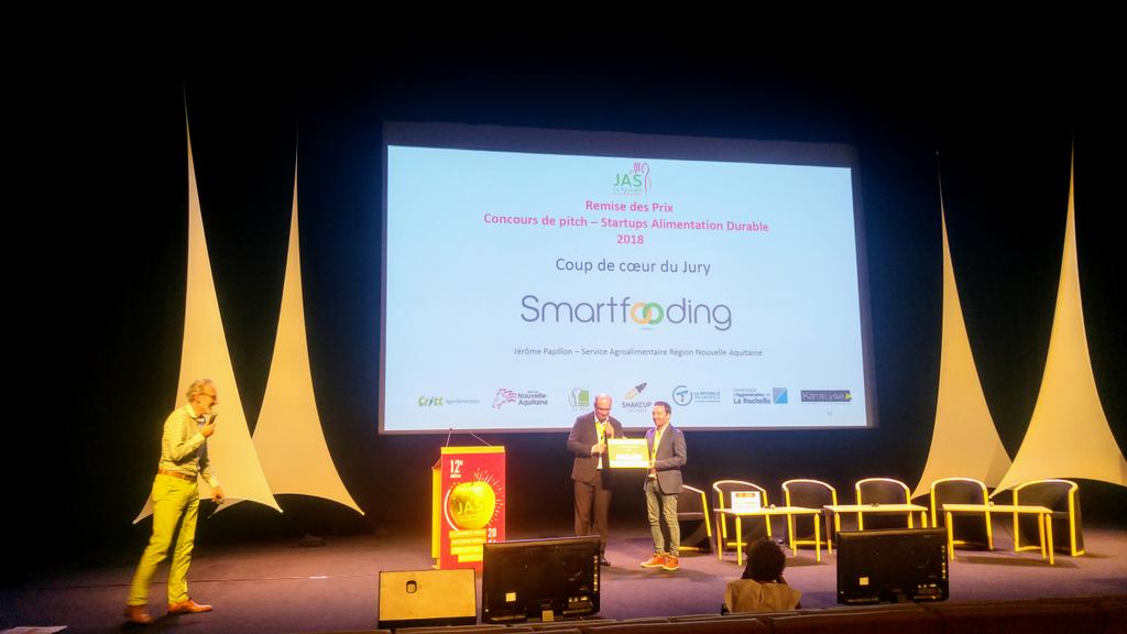 Congratulations to all the startups that took part in our competition at the JAS La Rochelle, but especially to the laureates. 

Well done <a href="/smartfooding_fr/">Smartfooding France</a>  <a href="/dataswati/">Dataswati</a> Resurrection and Windwest!

@JASLAROCHELLE
#JAS2018
