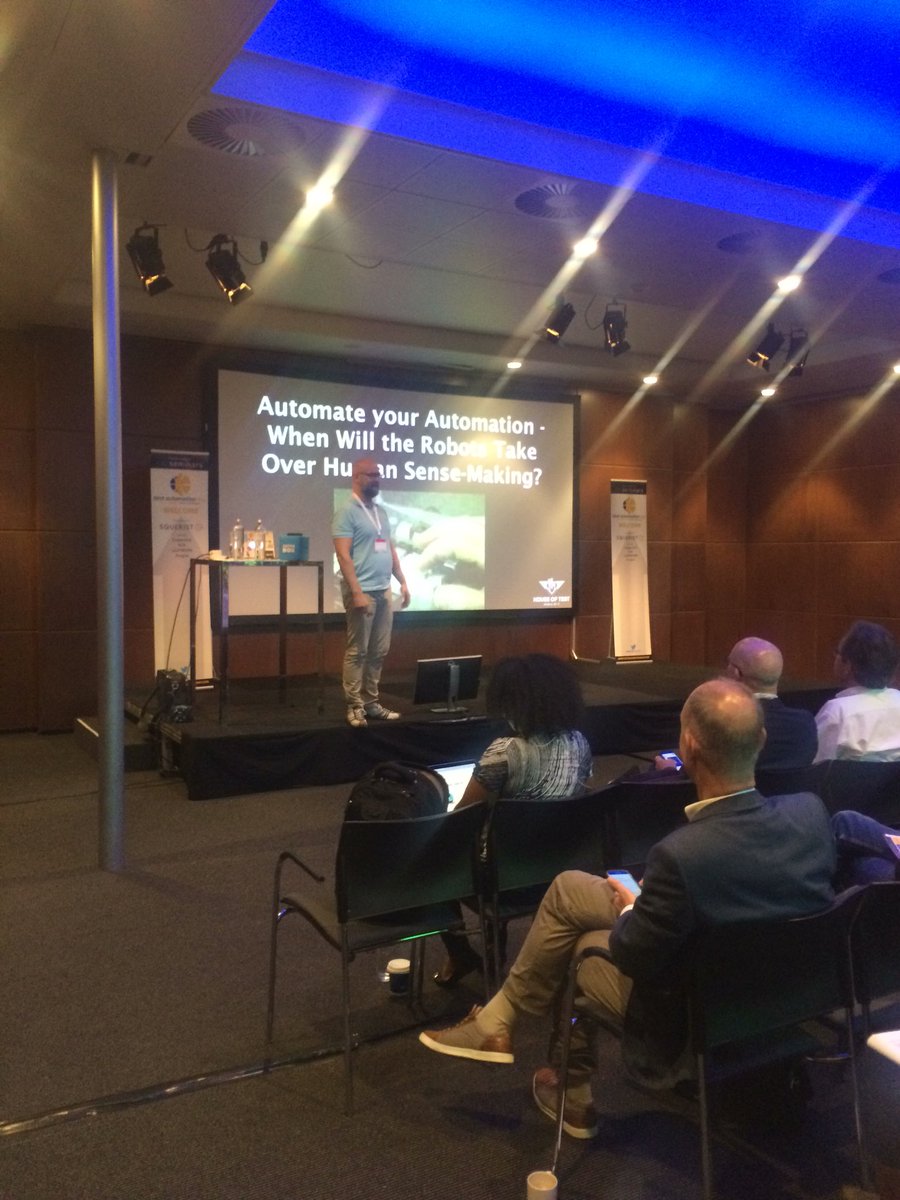 CharlotCKC's tweet photo. @ilarihenrik sponsord Keynote by @Squerist wonders when #robots will take over #human #sense #thinking? #tadnl https://t.co/iFEKxPIn3b