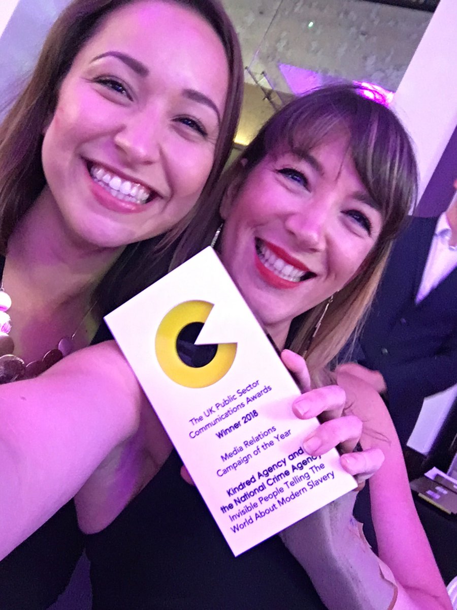 KindredAgency's tweet photo. We did it! We won Media Relations Campaign of the Year with @NCA_UK for Invisible People- Telling the World About Modern Slavery. This campaign has literally saved people from slavery. Beyond proud to make a difference #PSCA18 #modernslavery https://t.co/suEJGGiSCf