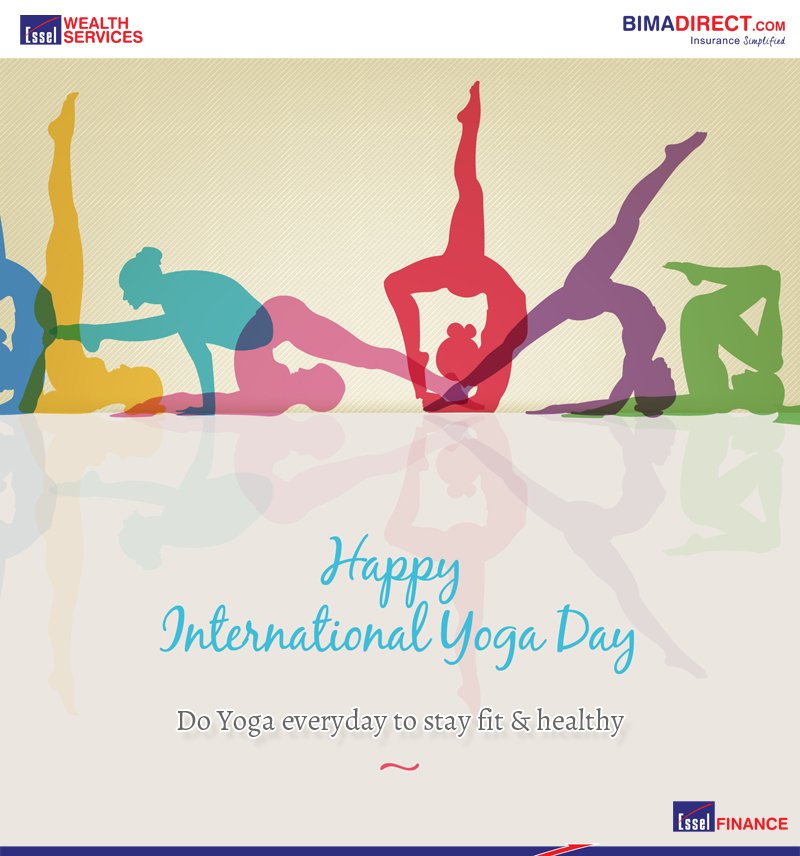 Bimadirect's tweet photo. Bimadirect wishes you a happy international yoga day. Do Yoga everyday to stay fit &amp; healthy. #internationalyogaday #insurance #Bimadirect #EsselWealthServices #EsselFinance https://t.co/5iv4qbjU7Z