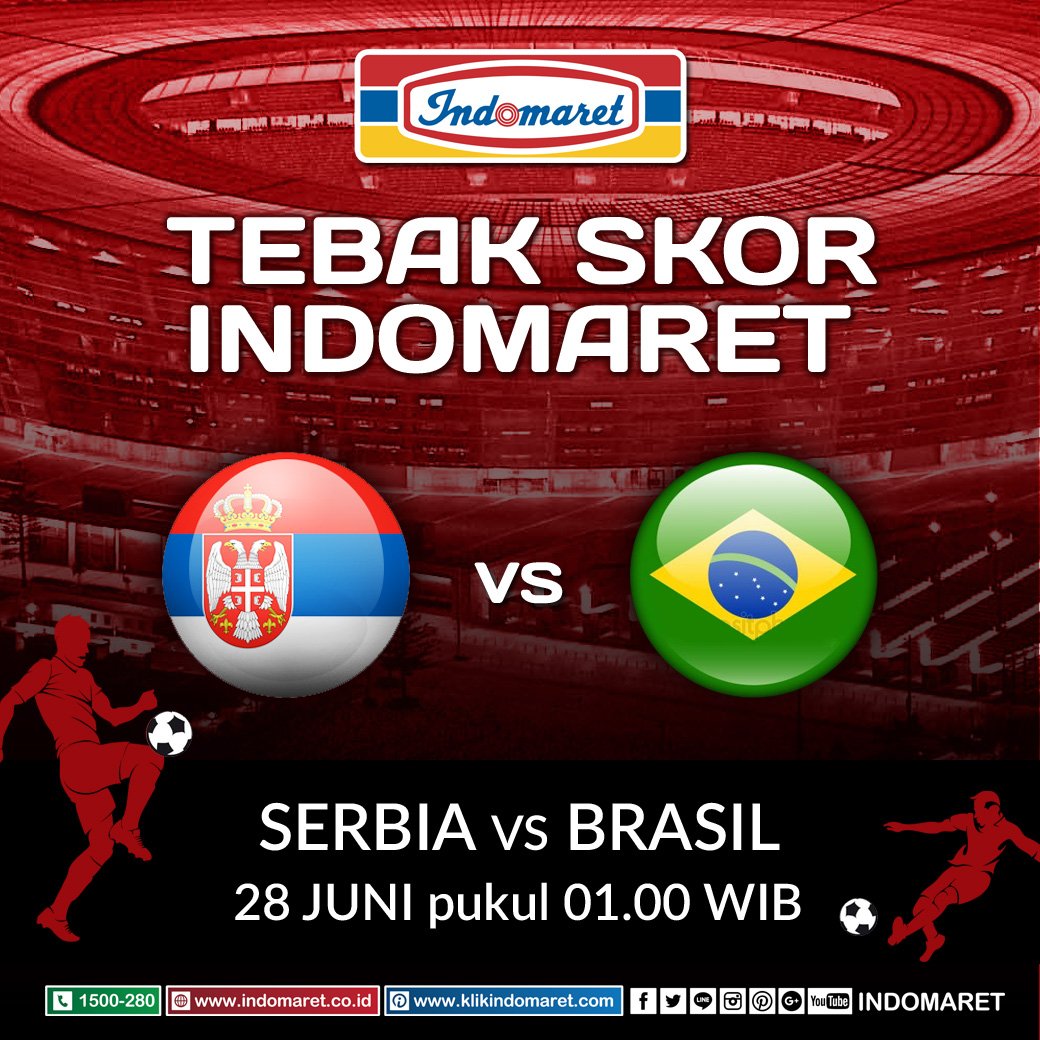 Yuk ikutan kuis #TebakSkorINDOMARET2018 ! RETWEET postingan ini dengan mention 5 temanmu lalu jawab pertanyaan di --> bit.ly/TebakSkorTwitt… Jawaban ditunggu sampai malam ini 27 Juni 2018 pkl 23.59WIB.